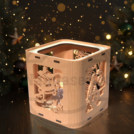 Christmas Lantern SVG Bundle | Layered Holiday Candle Holder Laser Cut Files | Festive Christmas Lantern Set for Glowforge, xTool, LightBurn & CNC