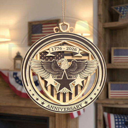 America 250 Ornament SVG Bundle | Patriotic 1776–2026 Laser Cut Files | US Semiquincentennial Eagle, Flag & Liberty Decor for Glowforge, xTool & CNC