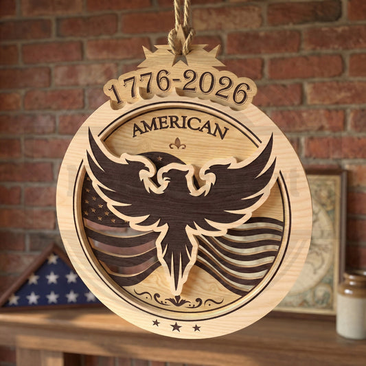 America 250 Independence Day Ornament SVG Bundle | Patriotic Eagle & Liberty Laser Cut Files | USA 1776-2026 Wooden Ornament Designs