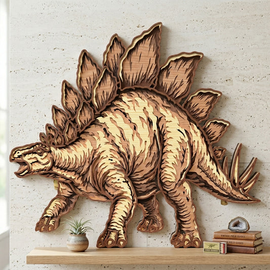 Stegosaurus Wall Art SVG | Layered Dinosaur Laser Cut File | Prehistoric Stegosaurus Decor for Glowforge, xTool & CNC