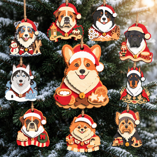 Dog Christmas Ornament Bundle Laser Cut File, 10 Breed Wooden Pet Ornaments, Layered Holiday Dog Decor, Digital Download