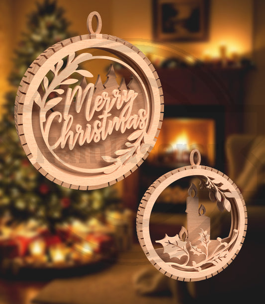 Christmas Ornament SVG Bundle | Layered Holiday Hanging Ornament Laser Cut Files | 9 Festive Designs for Glowforge & xTool