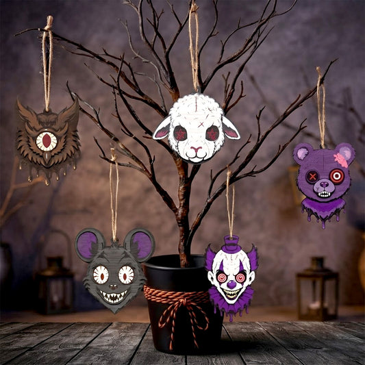 3D Halloween Layered Hanging Ornament Spooky Creepy Eyeball Bat Pumpkin Bunny Cat Bundle Laser Cut Vector Design for Glowforge Wall Decor
