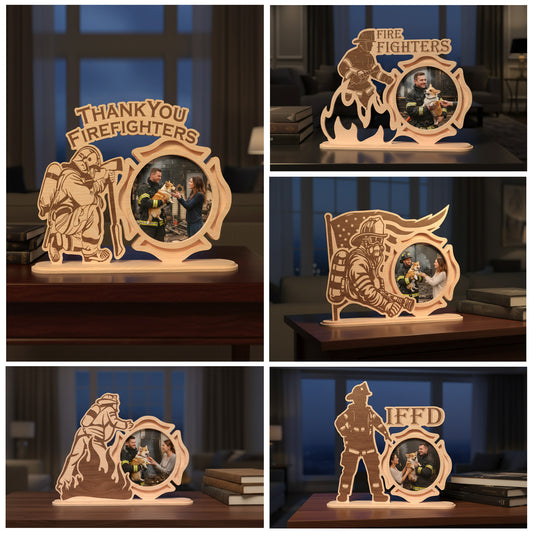 Firefighter Photo Frame SVG Bundle Vol. 2 | Personalized Firefighter Gift Laser Cut Files | Fire Department Picture Frame for Glowforge, xTool & CNC