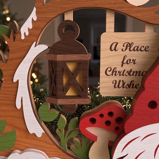 Christmas Gnome Candle Holder Laser Cut File, Wooden Winter Table Decor, LED Tea Light Holder, Holiday Centerpiece, Digital Download