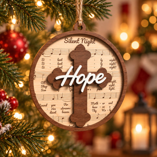 Christian Christmas Ornament Bundle, Cross Faith Hope Love Joy Grace Laser Cut Decor, Religious Holiday Digital Download