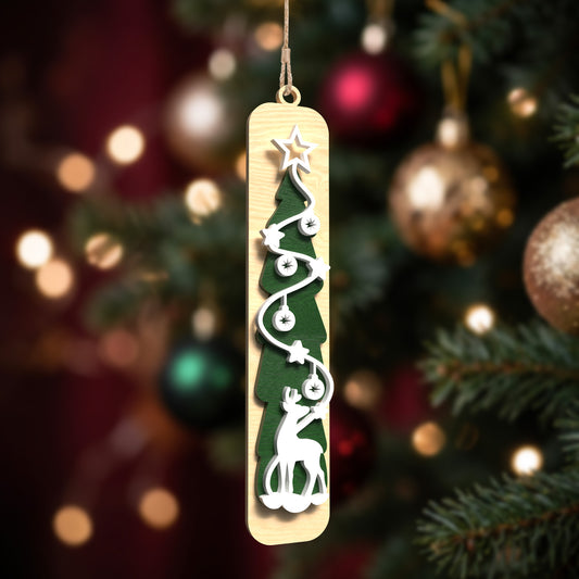 Christmas Tree Ornament Laser Cut Bundle, 10 Layered Wooden Holiday Hanging Ornament Designs