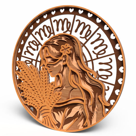 Virgo Zodiac Maiden SVG | Layered Virgo Sign Laser Cut File | Astrology Maiden Decor SVG | Zodiac Wall Art for Glowforge, xTool & CNC