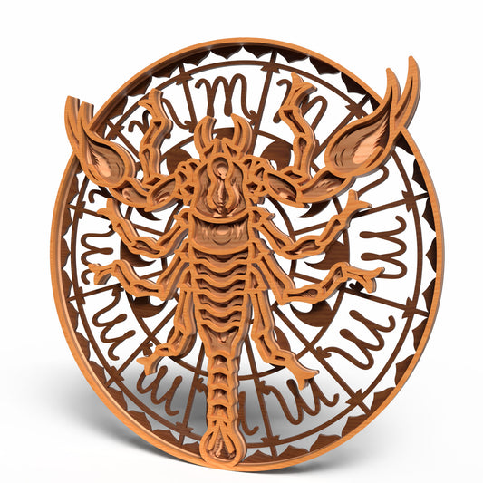 Scorpio Zodiac SVG | Layered Scorpio Sign Laser Cut File | Astrology Scorpion Decor SVG | Zodiac Wall Art for Glowforge, xTool & CNC