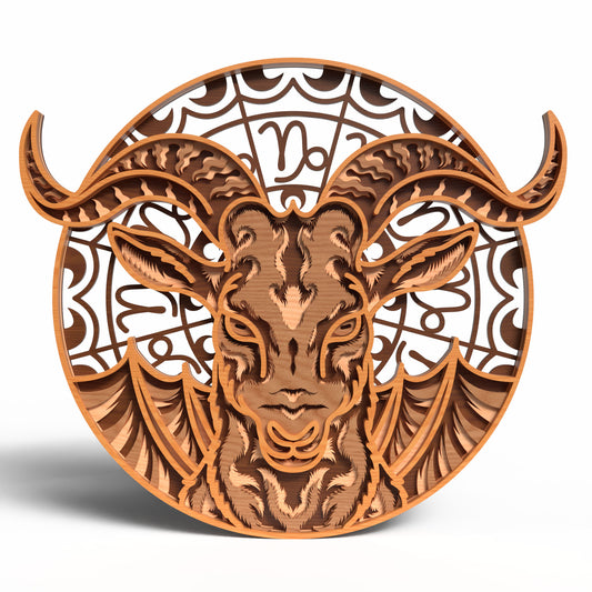 Capricorn Zodiac SVG | Layered Capricorn Sign Laser Cut File | Mythical Sea Goat Astrology Decor SVG | Zodiac Wall Art for Glowforge, xTool & CNC