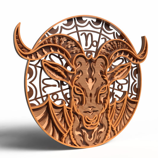 Capricorn Zodiac SVG | Layered Capricorn Sign Laser Cut File | Mythical Sea Goat Astrology Decor SVG | Zodiac Wall Art for Glowforge, xTool & CNC