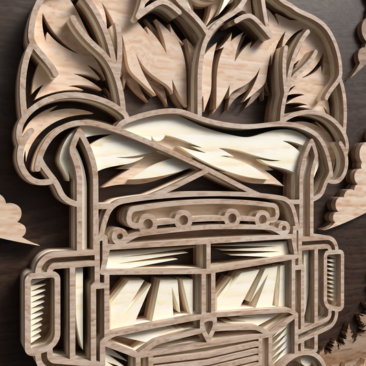 Truck Driver Layered Laser Cut SVG DXF | Semi Truck Round Wall Art File | Glowforge LightBurn Digital Download