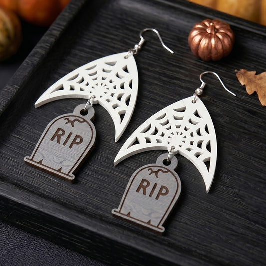 3D Halloween Earrings Bundle Spider Web Grim Reaper Tombstone Universal Vector Design for All Laser Cutters xTool Glowforge CNC