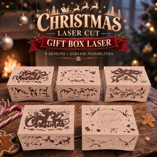 3D Multilayer Christmas Gift Box Bundle SVG DXF Holiday Festive Keepsake Laser Cut Files Compatible with All Machines