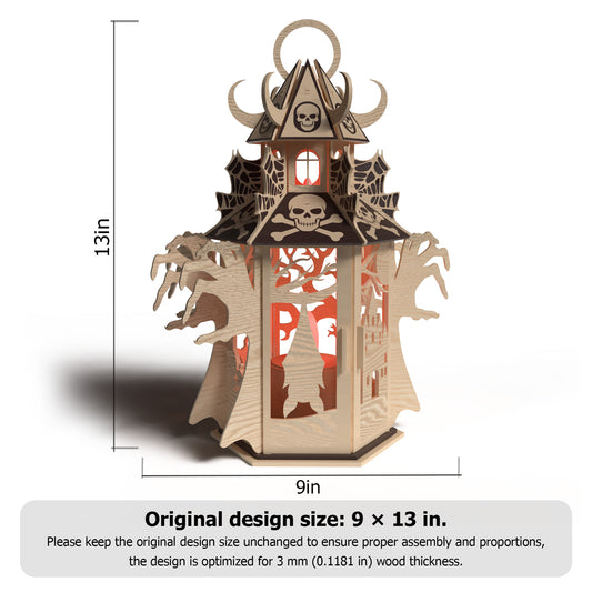 3D Halloween Hanging Lantern Bundle Spooky Haunted House Skull Pumpkin Laser Cut Vector Design for Glowforge Table Decor