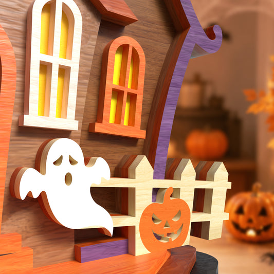 3D Halloween Haunted House Stand Ornament Spooky Ghost Castle Universal Vector Design for All Laser Cutters xTool Glowforge CNC
