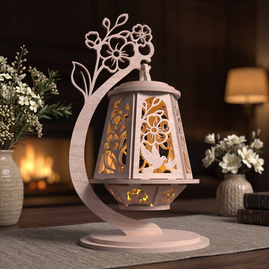3 Floral Hanging Night Light Laser Cut Files, Wooden Lantern Table Decor, Flower Lamp Bundle, Digital Download