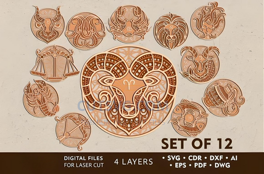 Zodiac Laser Cut Files , Horoscope , Laser Cut Wall Decor 225