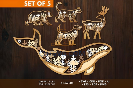 Animal Wall Panels Bundle Cut Files , Laser Cut Wall Decor 226