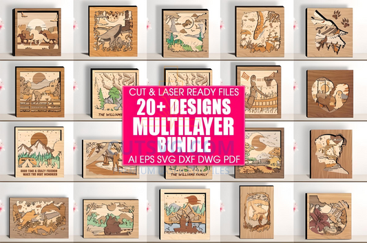 Multilayer Scene Art Design Bundle , Laser Cut Wall Decor 334
