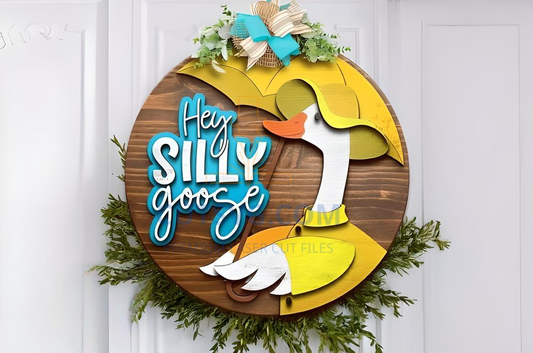 Hey Silly Goose Raincoat, SVG Laser Door, Laser Cut Sign