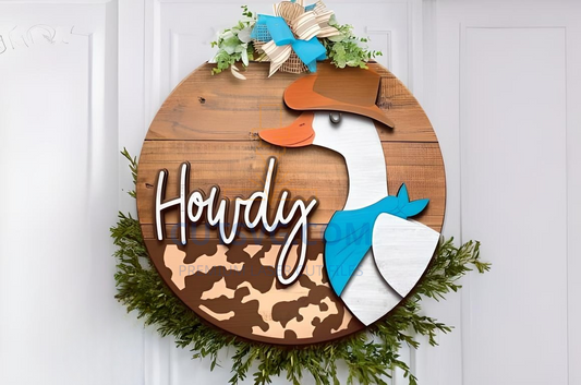 Hello Goose Cowboy SVG Laser Door Hanger, Laser Cut Sign