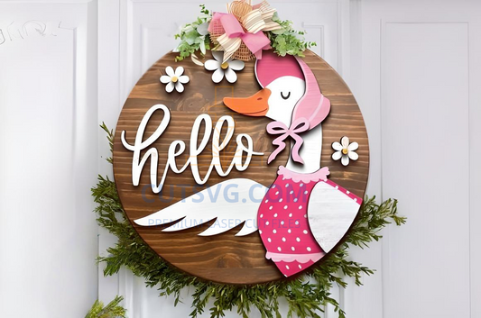 Hello Goose Lady, SVG Laser Door Hanger, Laser Cut Sign