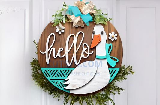 Hello Silly Goose, SVG Laser Door Hanger
, Laser Cut Sign