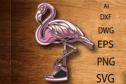 Flamingo Multilayer Svg , Laser Cut Wall Decor 01