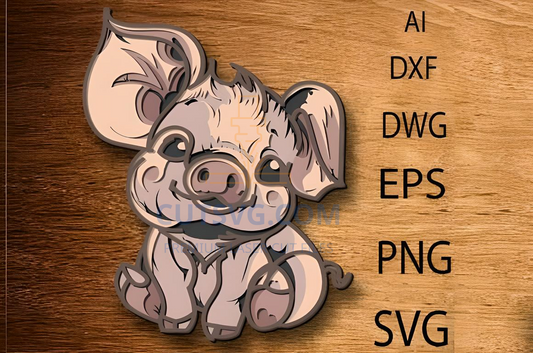 Cute Pig File 3D Pig , Laser Cut Wall Decor 03