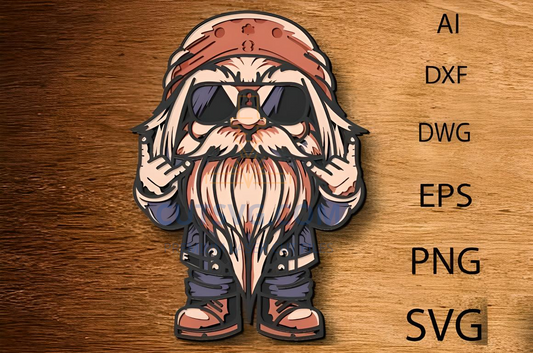 Gnome Biker ,3D Mandala , Laser Cut Wall Decor 04