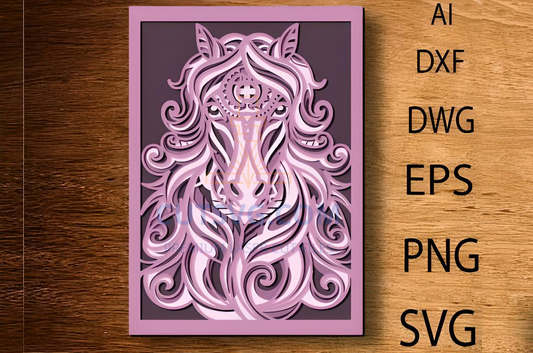 Multilayer Horse Laser Cut File 3D Horse , Laser Cut Wall Decor 11