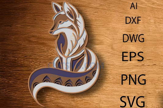 Fox Multilayer 3D SVG,Fox 3D Mandala , Laser Cut Wall Decor 12