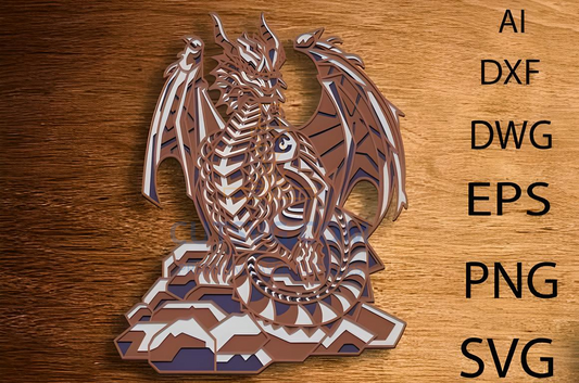 Dragon Multilayer Svg,3D Dragon Mandala , Laser Cut Wall Decor 18