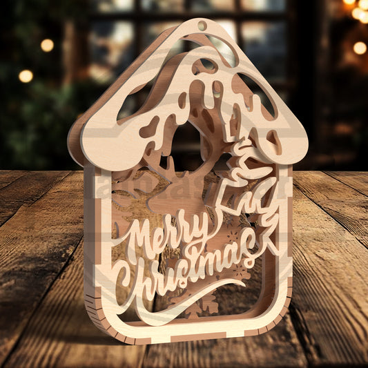 Christmas Word Ornament SVG Bundle | Layered Holiday Quote Ornament Files | Merry Christmas, Santa & Winter Wonderland Laser Cut Decorations