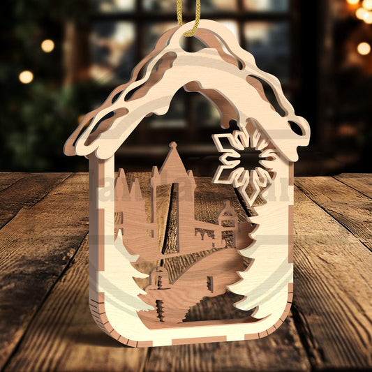 Christmas Shadow Box Ornament SVG Bundle | Layered Winter House Ornament Files | Laser Cut Christmas Tree Decorations for Glowforge, xTool & LightBurn