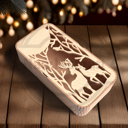 Christmas Gift Box SVG Bundle | Snowman & Winter Scene Wooden Gift Box Files | Laser Cut Holiday Candy Box SVG for Glowforge, xTool & LightBurn