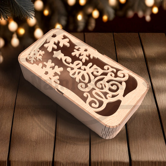 Christmas Gift Box SVG Bundle | Winter Woodland Wooden Gift Box SVG | Laser Cut Holiday Candy Box Files for Glowforge, xTool & LightBurn