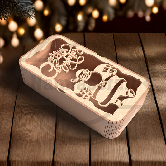 Christmas Gift Box SVG Bundle | Merry Christmas Wooden Gift Box Design | Laser Cut Christmas Candy Box SVG for Glowforge, xTool & LightBurn