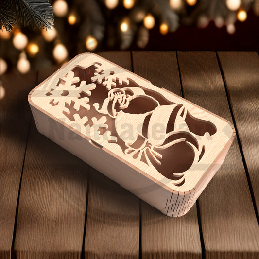Christmas Gift Box SVG Bundle | Merry Christmas Wooden Gift Box Design | Laser Cut Christmas Candy Box SVG for Glowforge, xTool & LightBurn