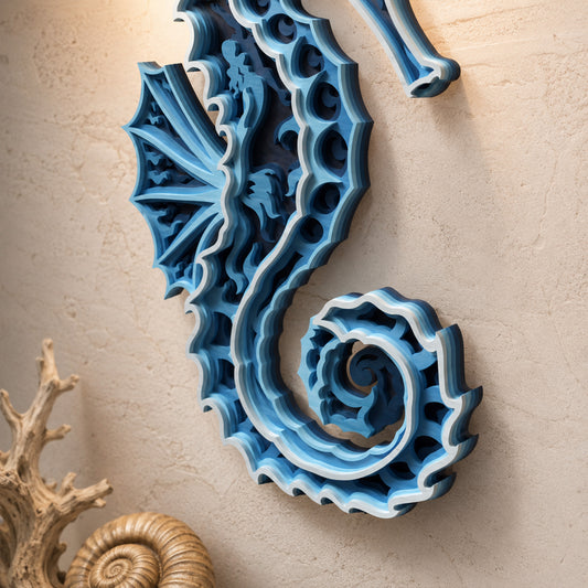 SVG DXF File Multilayer Seahorse Laser Cut 3D Ocean Animal Design for Glowforge Wall Art | CUTSVG.COM