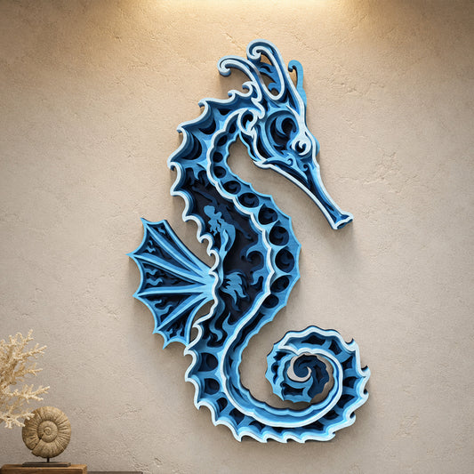 SVG DXF File Multilayer Seahorse Laser Cut 3D Ocean Animal Design for Glowforge Wall Art | CUTSVG.COM