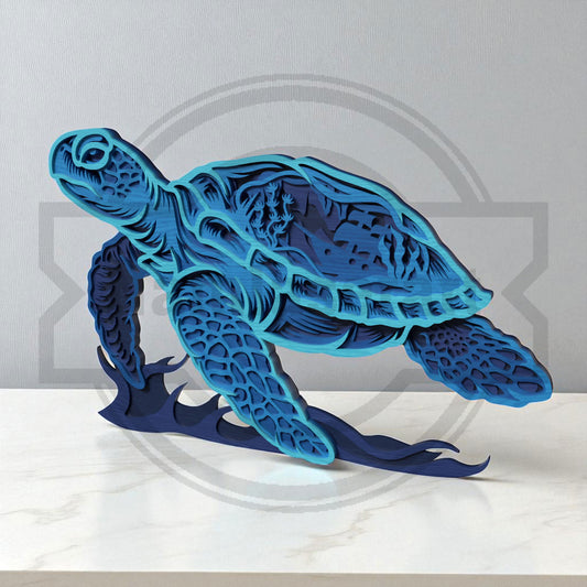 Multilayer Sea Turtle Laser Cut 3D Ocean Animal Universal Vector Design for All Laser Cutters xTool Glowforge CNC