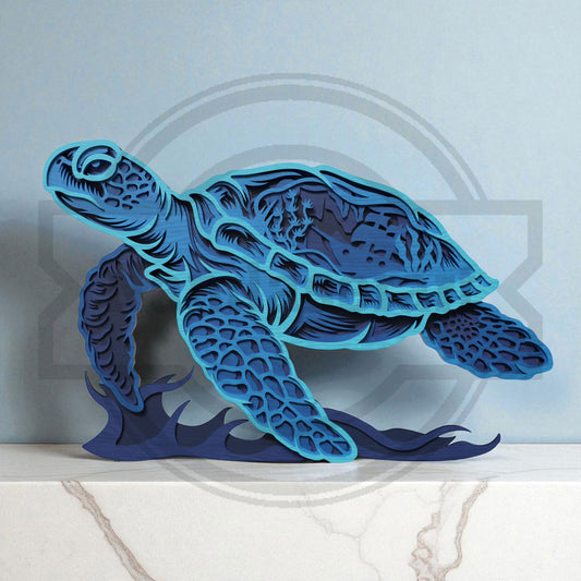 Multilayer Sea Turtle Laser Cut 3D Ocean Animal Universal Vector Design for All Laser Cutters xTool Glowforge CNC