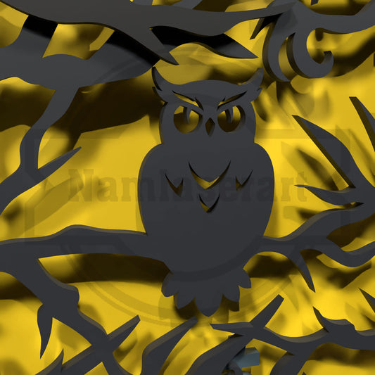 Halloween Graveyard Shadow Box SVG | Layered Cemetery Halloween SVG | Owl Moonlight Laser Cut File for Glowforge & xTool