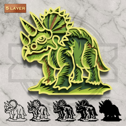 Dinosaur SVG Bundle | Multilayer Dinosaur Laser Cut Files | 6 Layered Jurassic Wall Art Designs for Glowforge, xTool, LightBurn & CNC