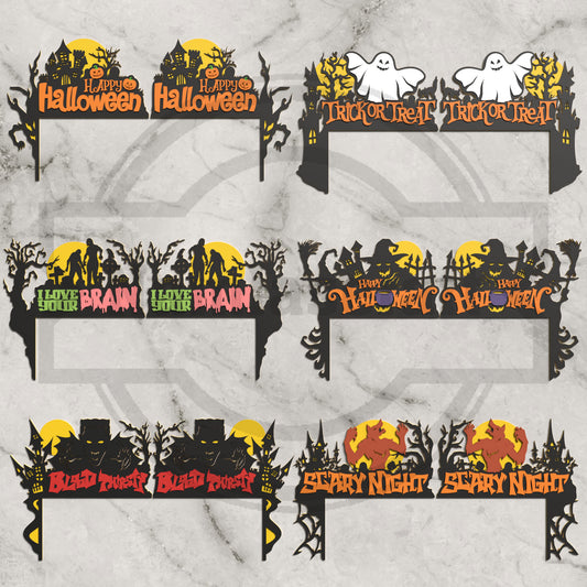 Blood Thirst Vampire Door Topper Bundle Laser Cut File SVG DXF | 3 Layer Halloween Left Right Door Decor | Glowforge LightBurn Digital Download