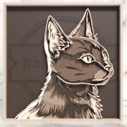 6 Layer Cat SVG | Multilayer Cat Portrait Laser Cut File | Framed Cat Wall Art for Glowforge, xTool, LightBurn & CNC