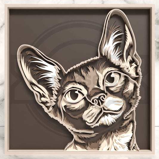 6 Layer Chihuahua SVG | Multilayer Dog Portrait Laser Cut File | Framed Pet Wall Art for Glowforge, xTool, LightBurn & CNC