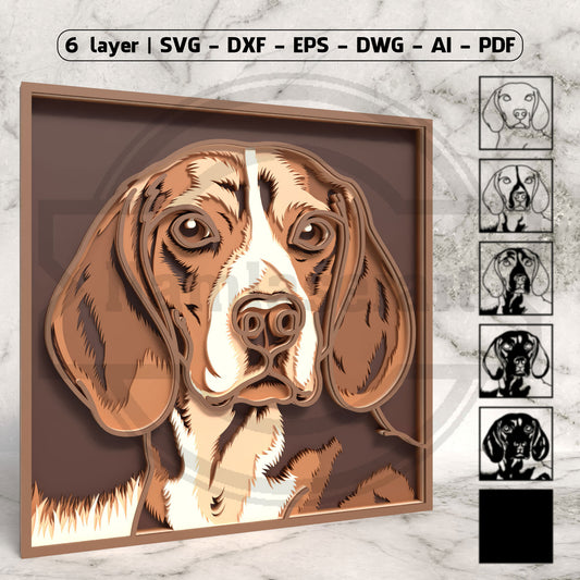 6 Multilayer Dog Design Laser Cut Bundle | Layered Dog Portrait SVG Files | Pet Lover Wall Art for Glowforge, xTool, LightBurn & CNC